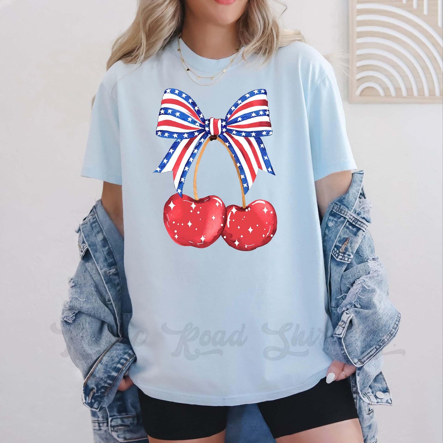 Fourth of July Cherry Shirt, Coquette 4th of July Shirt, Memorial Day Shirt, Comfort Colors™ Shirt, 4th of July Shirt,