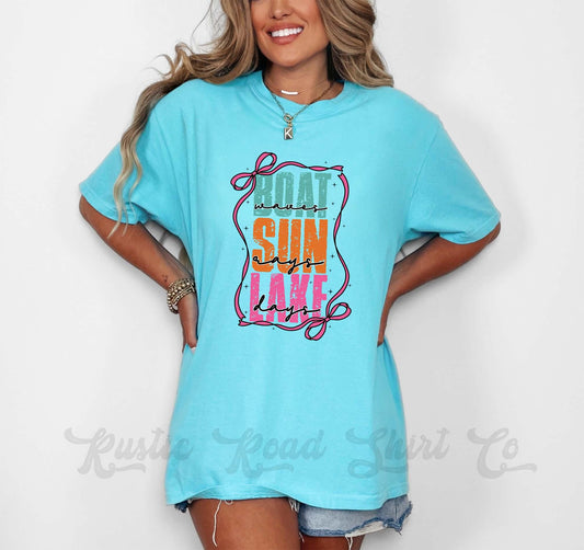 Boat Waves Sun Rays Shirt, Comfort Colors® Shirt, Summer Vacation Shirt, Summer Coquette Shirt, Oversized Shirt, Plus Sized Shirt