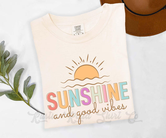 Sunshine and Good Vibes Shirt, Comfort Colors® Shirt, Lake Bum Shirt, Summer Shirt, Oversized Shirt, Plus Sized Shirt
