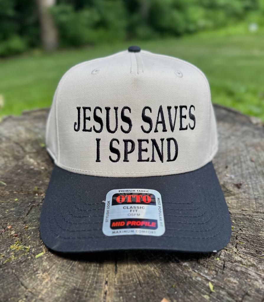Jesus Saves I Spend Trucker Hat, Christian Embroidered Trucker Hat, Funny Trucker Hat, Retro Trucker Hat