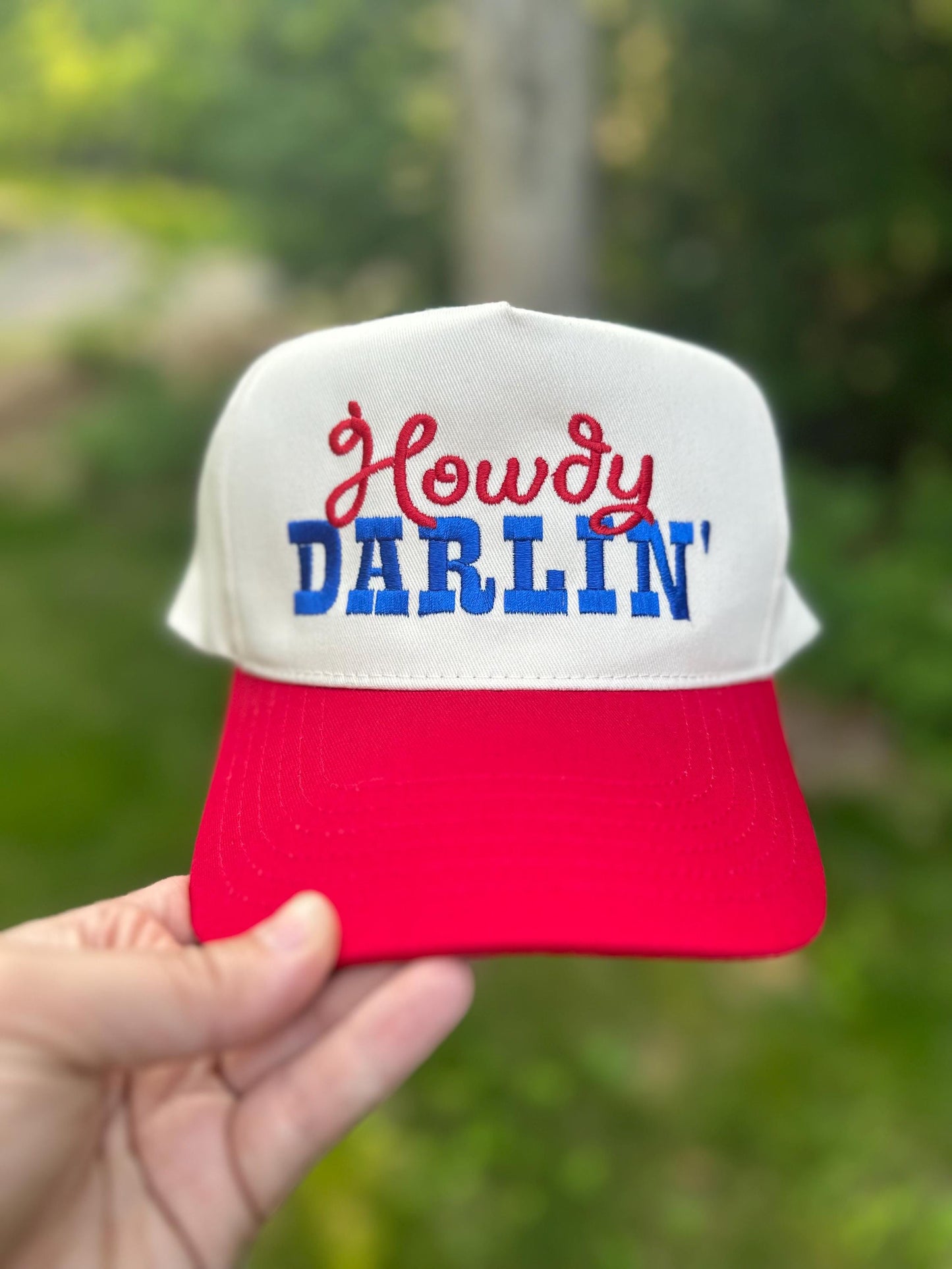 Howdy Darlin’ Embroidered Hat, Western Embroidered Hat, 4th of July Embroidered Hat, Embroidered Fourth of July Hat, Custom Trucker Hat