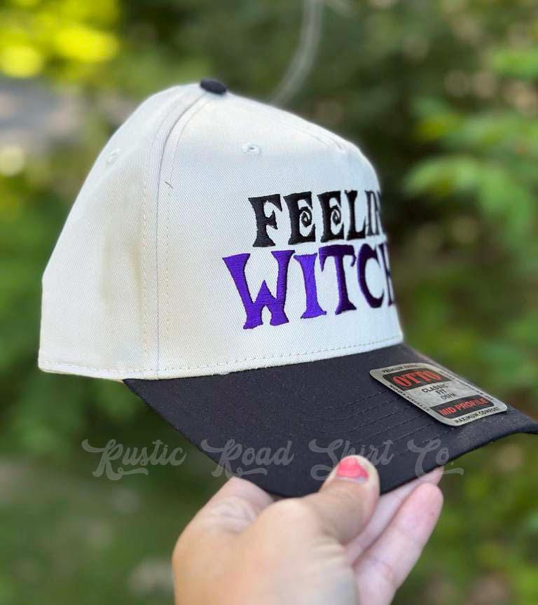 Feeling Witchy Halloween Hat, Embroidered Halloween Hat, Halloween Trucker Hat, Mom Halloween Hat