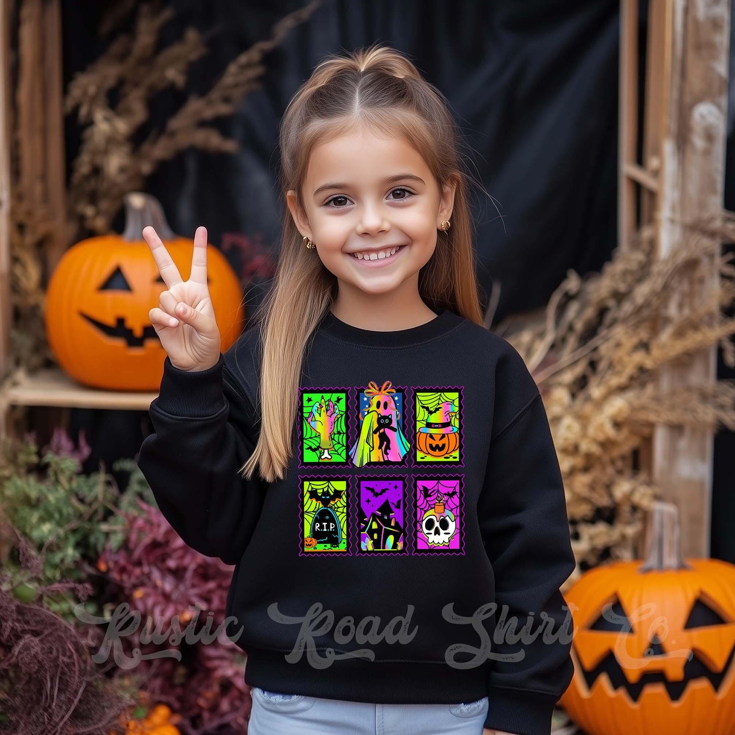 Girls Halloween Sweatshirt, Halloween Sweatshirt, Kids Halloween Sweatshirt, Retro Halloween Sweatshirt, Ghost Neon Shirt