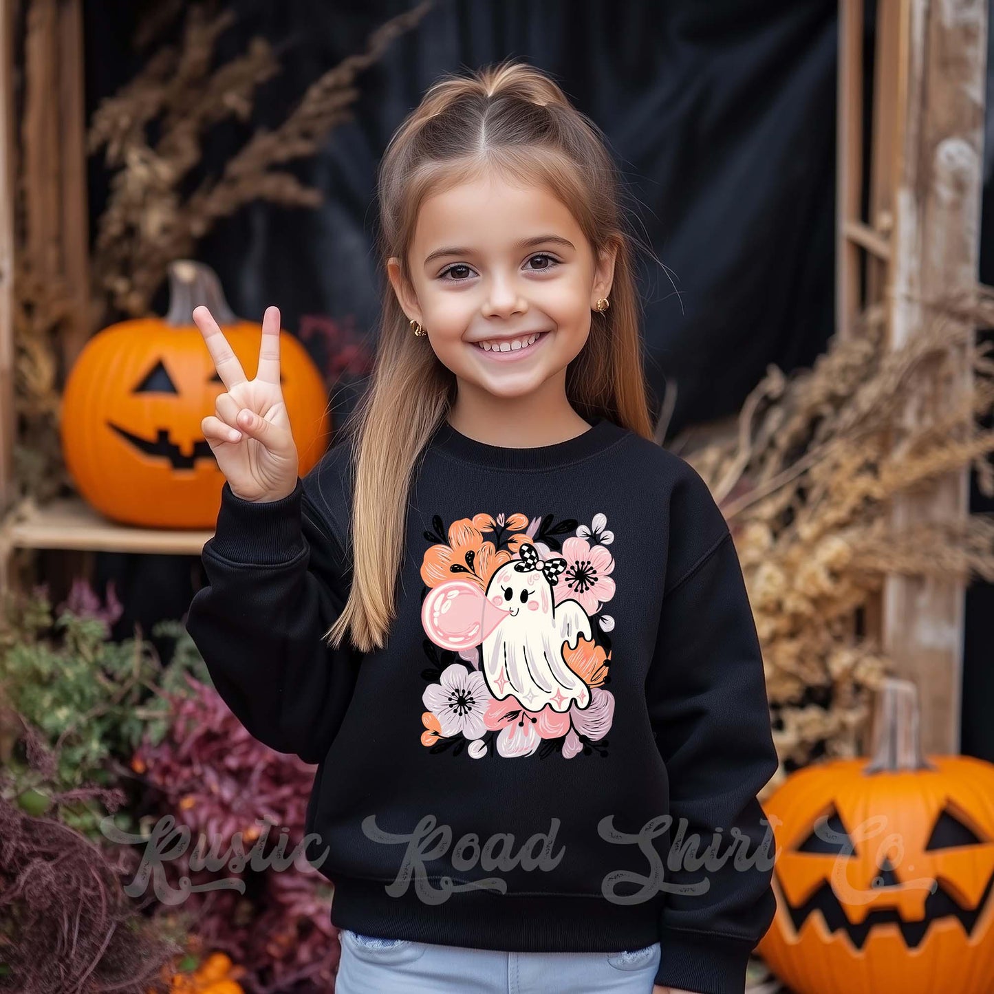 Ghost Girls Sweatshirt, Halloween Sweatshirt, Kids Halloween Sweatshirt, Retro Halloween Sweatshirt, Ghost Neon Shirt