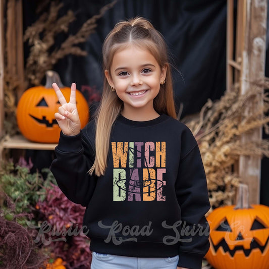 Witch Sweatshirt, Halloween Sweatshirt, Kids Halloween Sweatshirt, Retro Halloween Sweatshirt, Ghost Neon Shirt