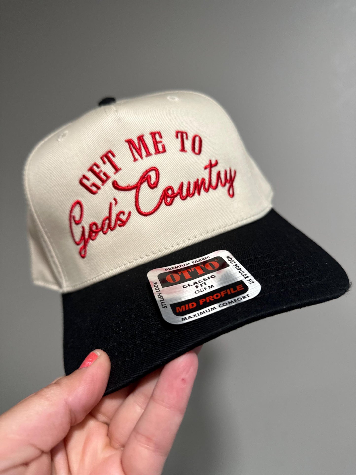 Get Me to God's Country Hat, Western Embroidered Trucker Hat, Funny Trucker Hat, Retro Trucker Hat