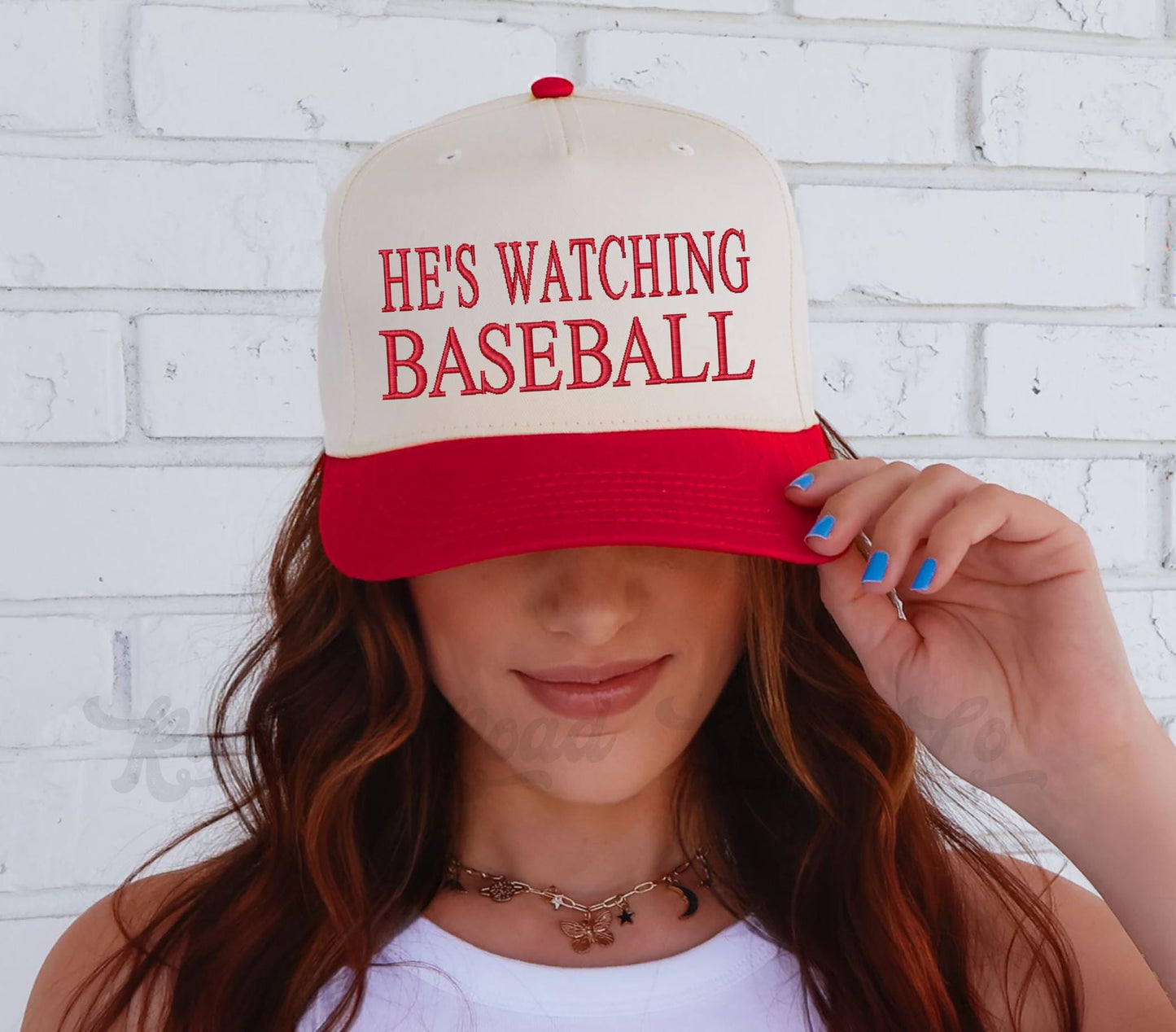 Baseball Trucker Hat, He's Watching Baseball, Custom Embroidered Hat, Embroidered Team Hat, Custom Trucker Hat