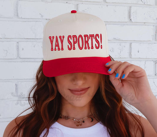 Yay Sports Hat, Custom Embroidered Hat, Sports Game Day Trucker Hat, Embroidered Team Hat, Custom Trucker Hat