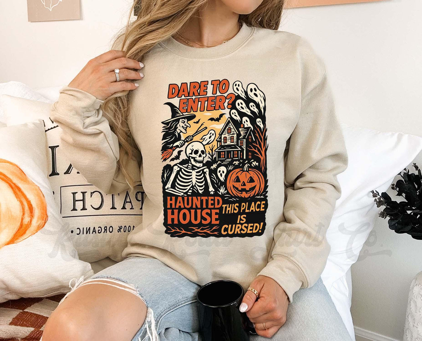 Haunted Halloween Sweatshirt, Women's Halloween Sweatshirt, Retro Halloween Sweatshirt, Toddler Halloween Sweatshirt