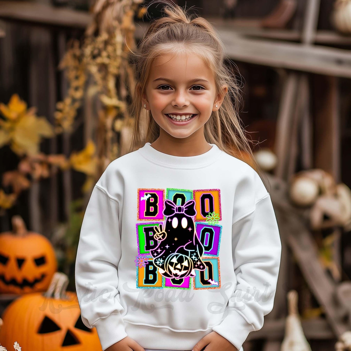 Boo Sweatshirt, Halloween Sweatshirt, Kids Halloween Sweatshirt, Retro Halloween Sweatshirt, Ghost Neon Shirt