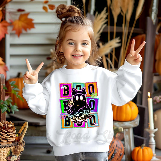 Boo Sweatshirt, Halloween Sweatshirt, Kids Halloween Sweatshirt, Retro Halloween Sweatshirt, Ghost Neon Shirt