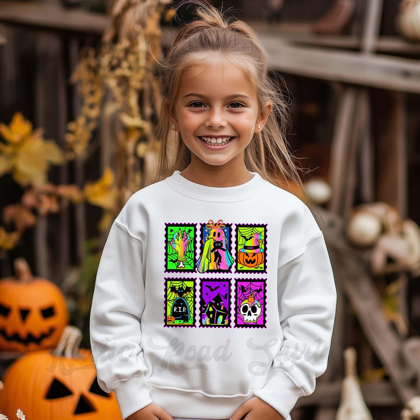Girls Halloween Sweatshirt, Halloween Sweatshirt, Kids Halloween Sweatshirt, Retro Halloween Sweatshirt, Ghost Neon Shirt