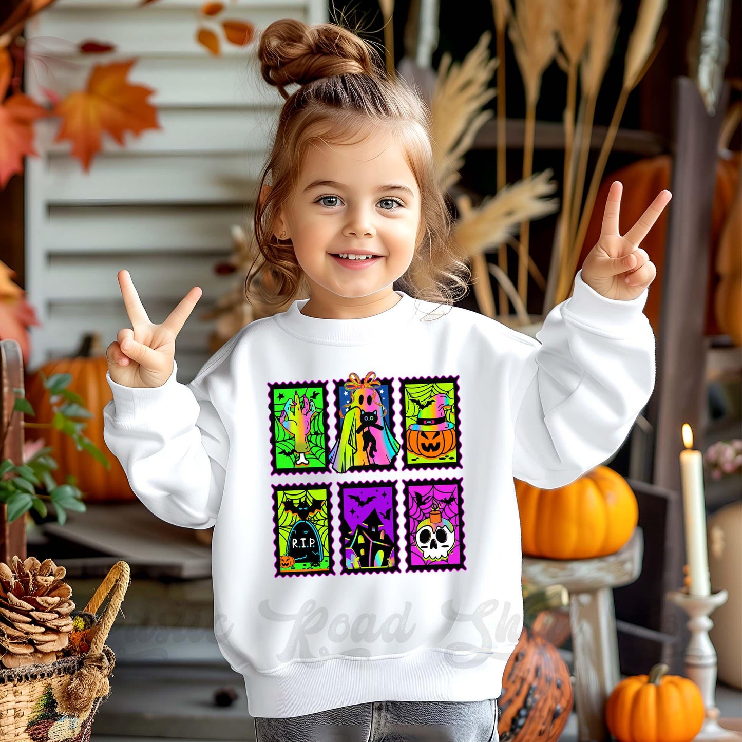 Girls Halloween Sweatshirt, Halloween Sweatshirt, Kids Halloween Sweatshirt, Retro Halloween Sweatshirt, Ghost Neon Shirt