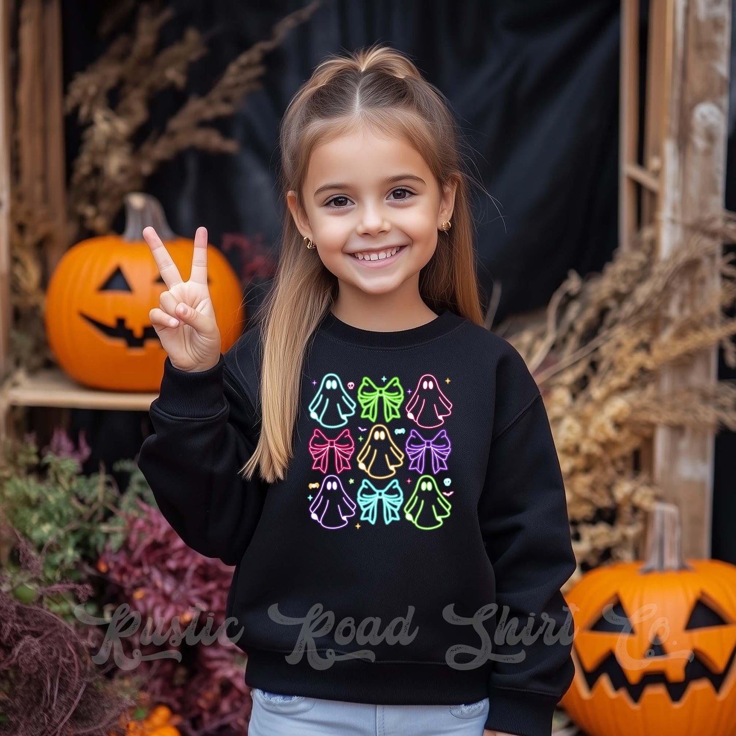 Ghost Neon Sweatshirt, Halloween Sweatshirt, Kids Halloween Sweatshirt, Retro Halloween Sweatshirt, Ghost Neon Shirt