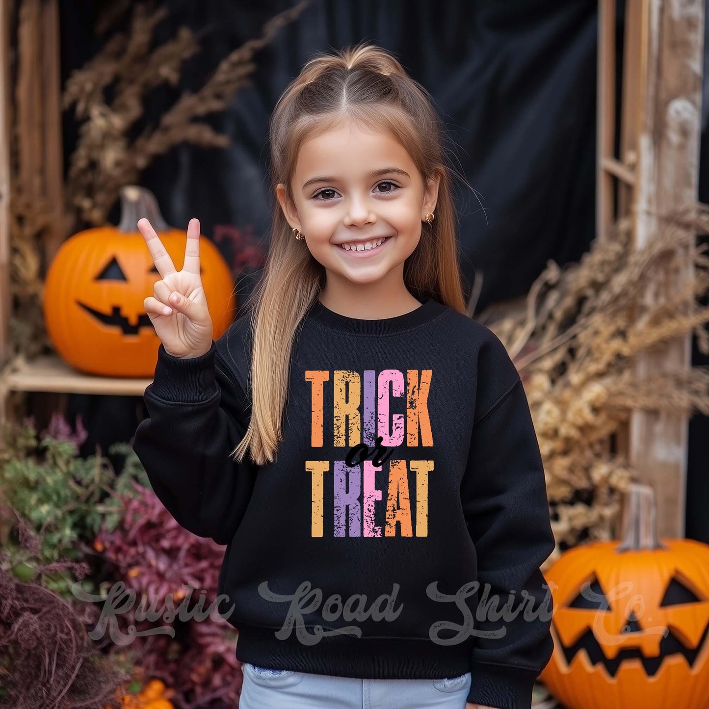 Trick or Treat Sweatshirt, Halloween Sweatshirt, Kids Halloween Sweatshirt, Retro Halloween Sweatshirt, Ghost Neon Shirt