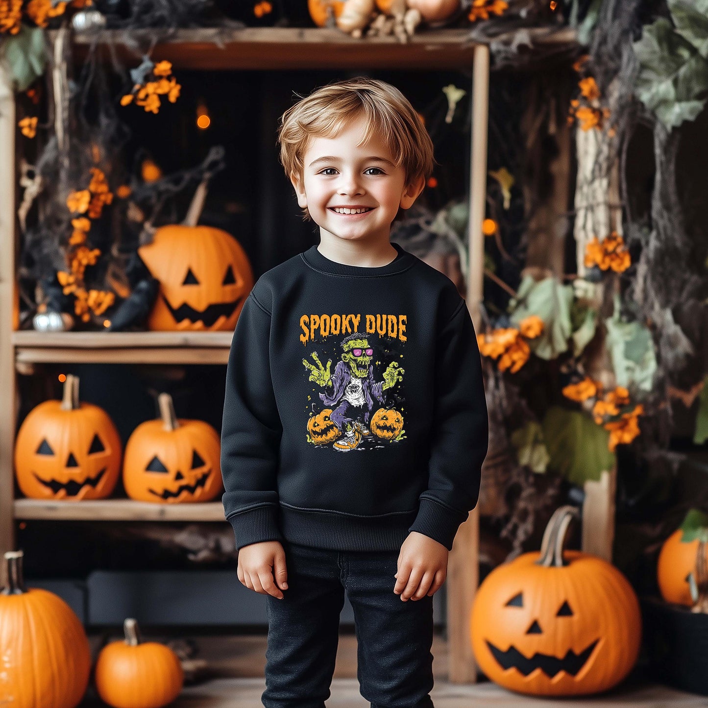 Spooky Dude Sweatshirt, Halloween Sweatshirt, Kids Halloween Sweatshirt, Retro Halloween Sweatshirt, Ghost Neon Shirt