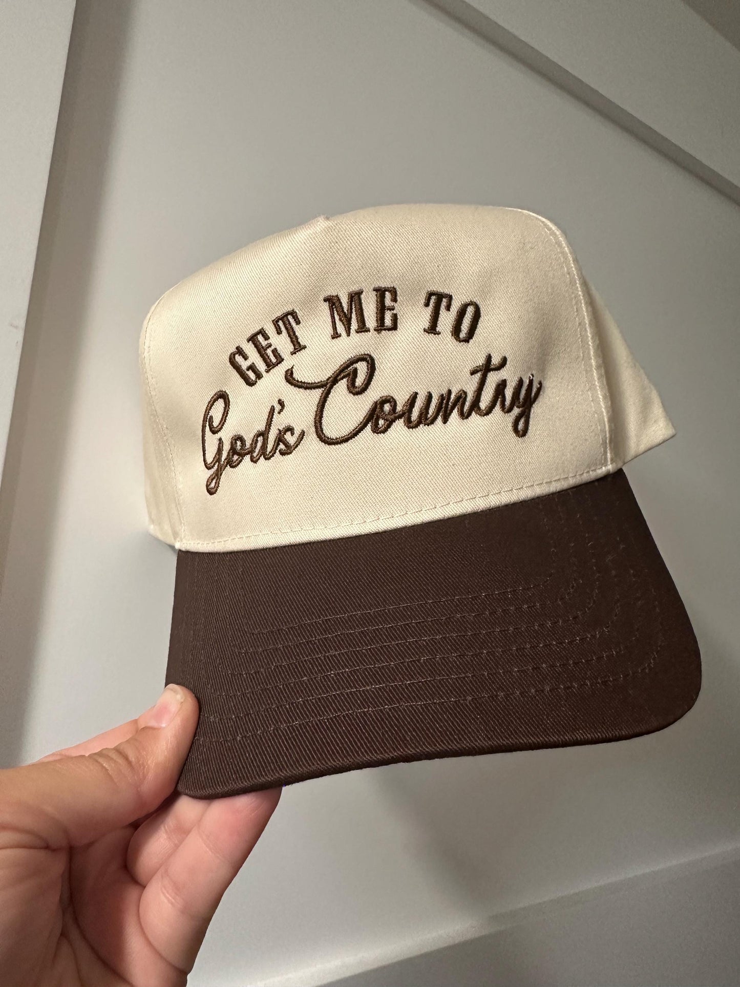 Get Me to God's Country Hat, Western Embroidered Trucker Hat, Funny Trucker Hat, Retro Trucker Hat