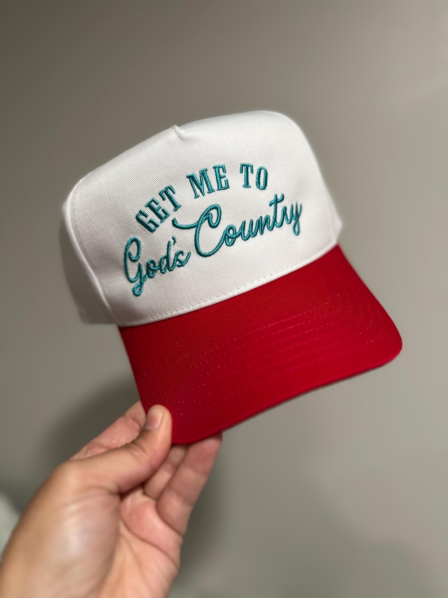 Get Me to God's Country Hat, Western Embroidered Trucker Hat, Funny Trucker Hat, Retro Trucker Hat