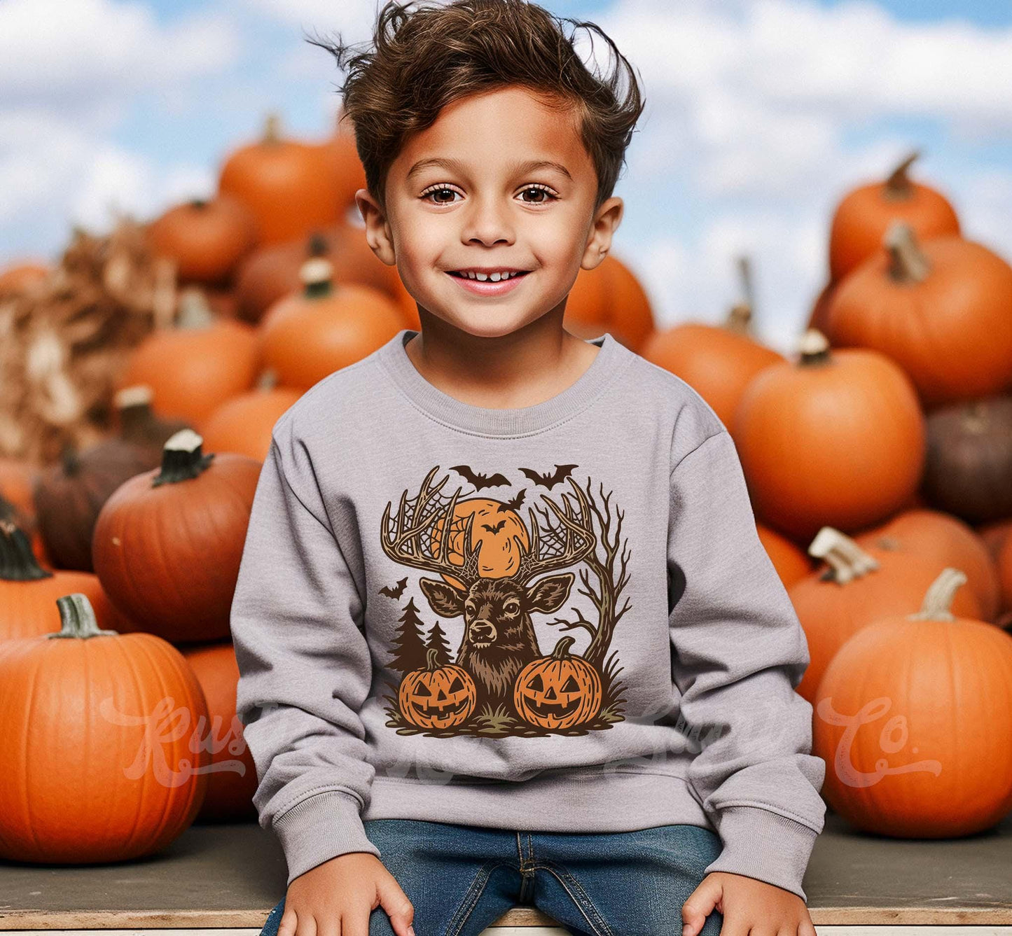 Deer Halloween Sweatshirt, Halloween Sweatshirt, Kids Halloween Sweatshirt, Retro Halloween Sweatshirt, Ghost Neon Shirt