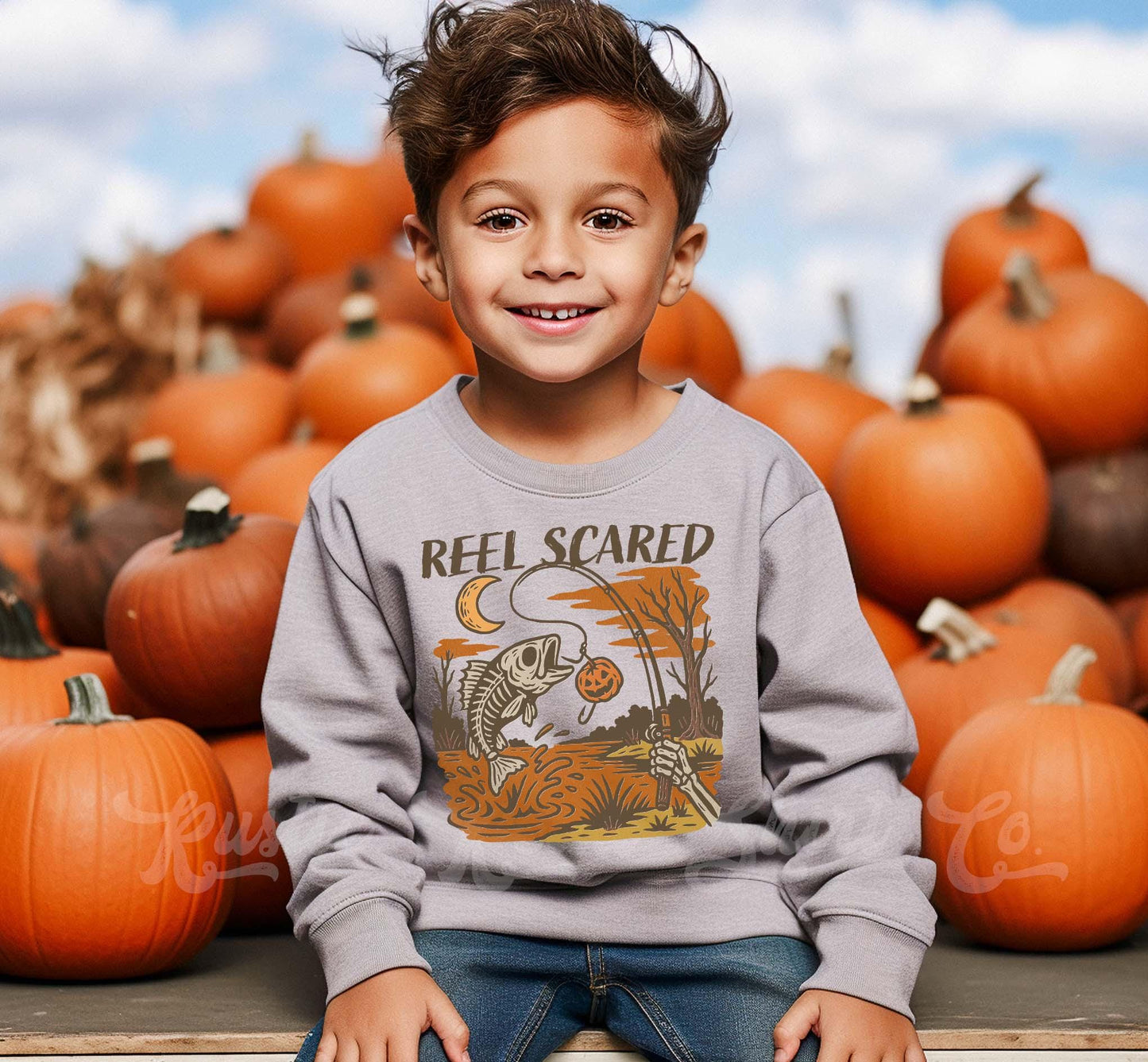 Fishing Halloween Sweatshirt, Halloween Sweatshirt, Kids Halloween Sweatshirt, Retro Halloween Sweatshirt, Ghost Neon Shirt