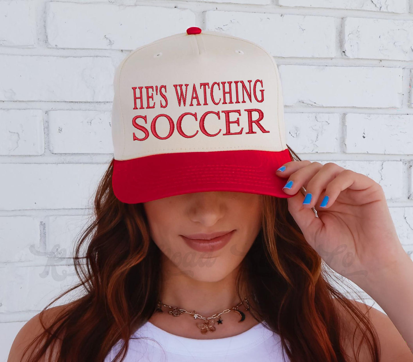 Football Trucker Hat, He's Watching Football, Custom Embroidered Hat, Embroidered Team Hat, Custom Trucker Hat
