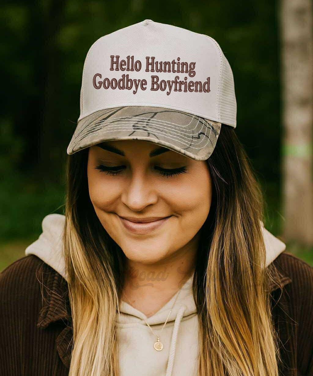 Hello Hunting Season Hat, Embroidered Hunting Hat, Canvas Hat, Camo Embroidered Hat, Funny Hunting Hat