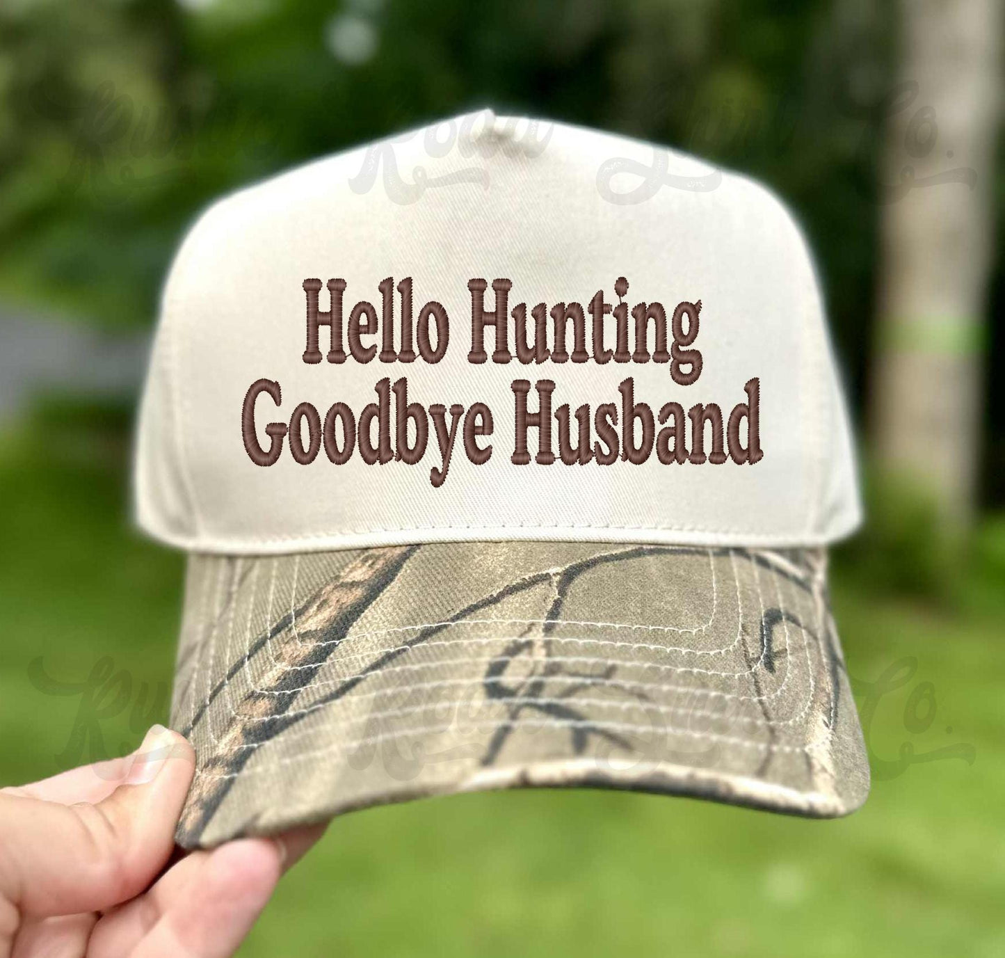 Hello Hunting Goodbye Husband Hat, Embroidered Hunting Hat, Canvas Hat, Camo Embroidered Hat, Funny Hunting Hat