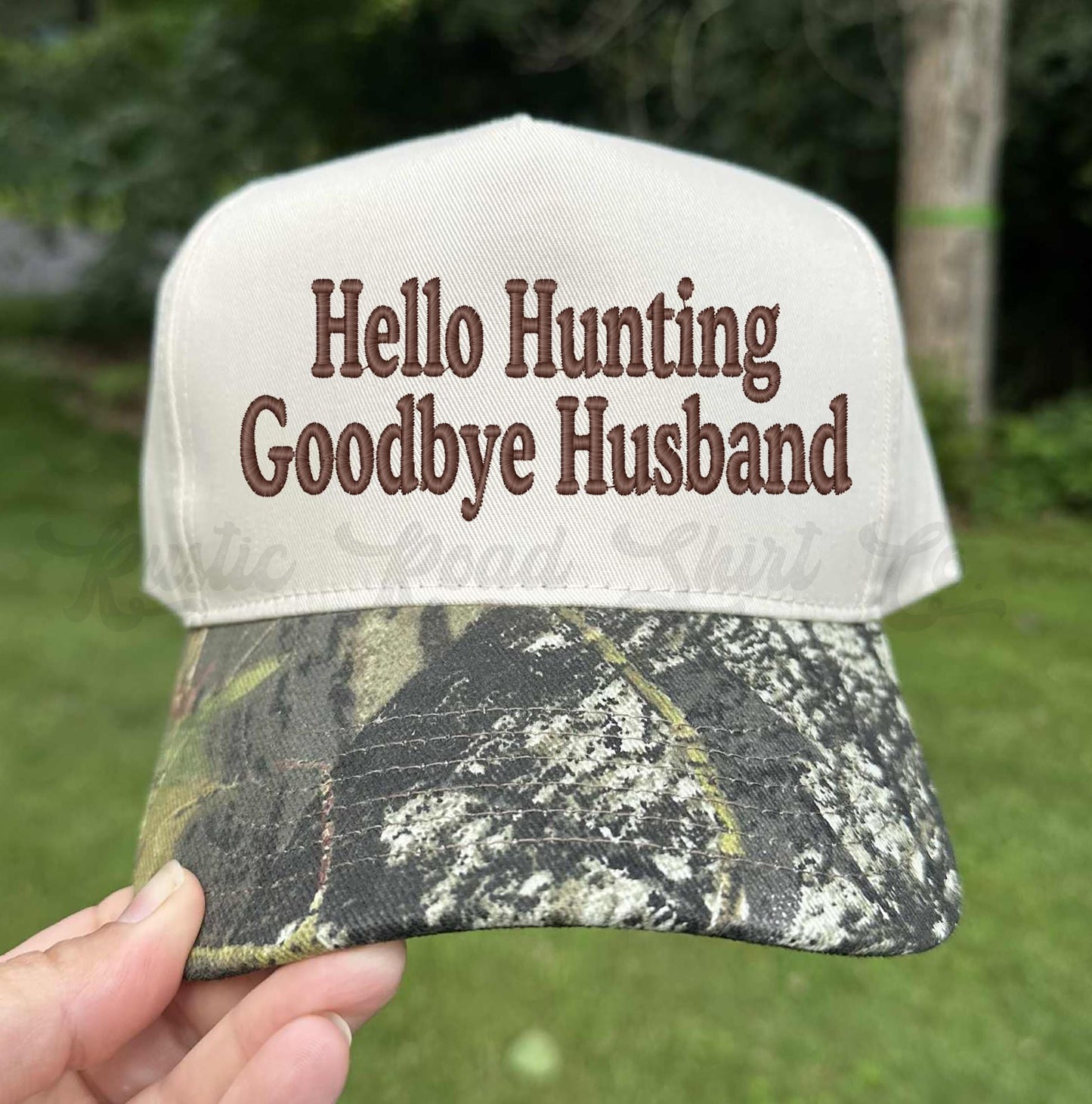 Hello Hunting Goodbye Husband Hat, Embroidered Hunting Hat, Canvas Hat, Camo Embroidered Hat, Funny Hunting Hat