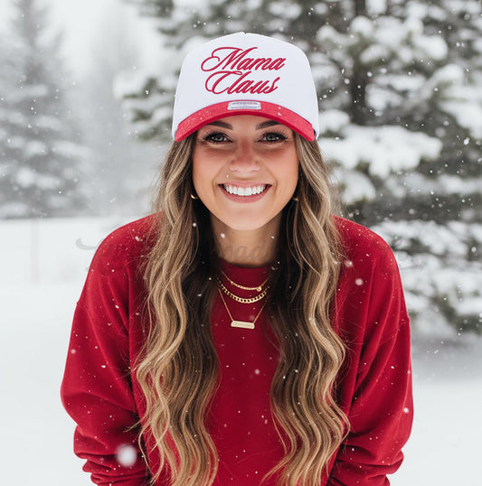 Christmas Embroidered Hat, Christmas Trucker Hat, Mama Claus Hat, Funny Christmas Gift, Trending Trucker Hat