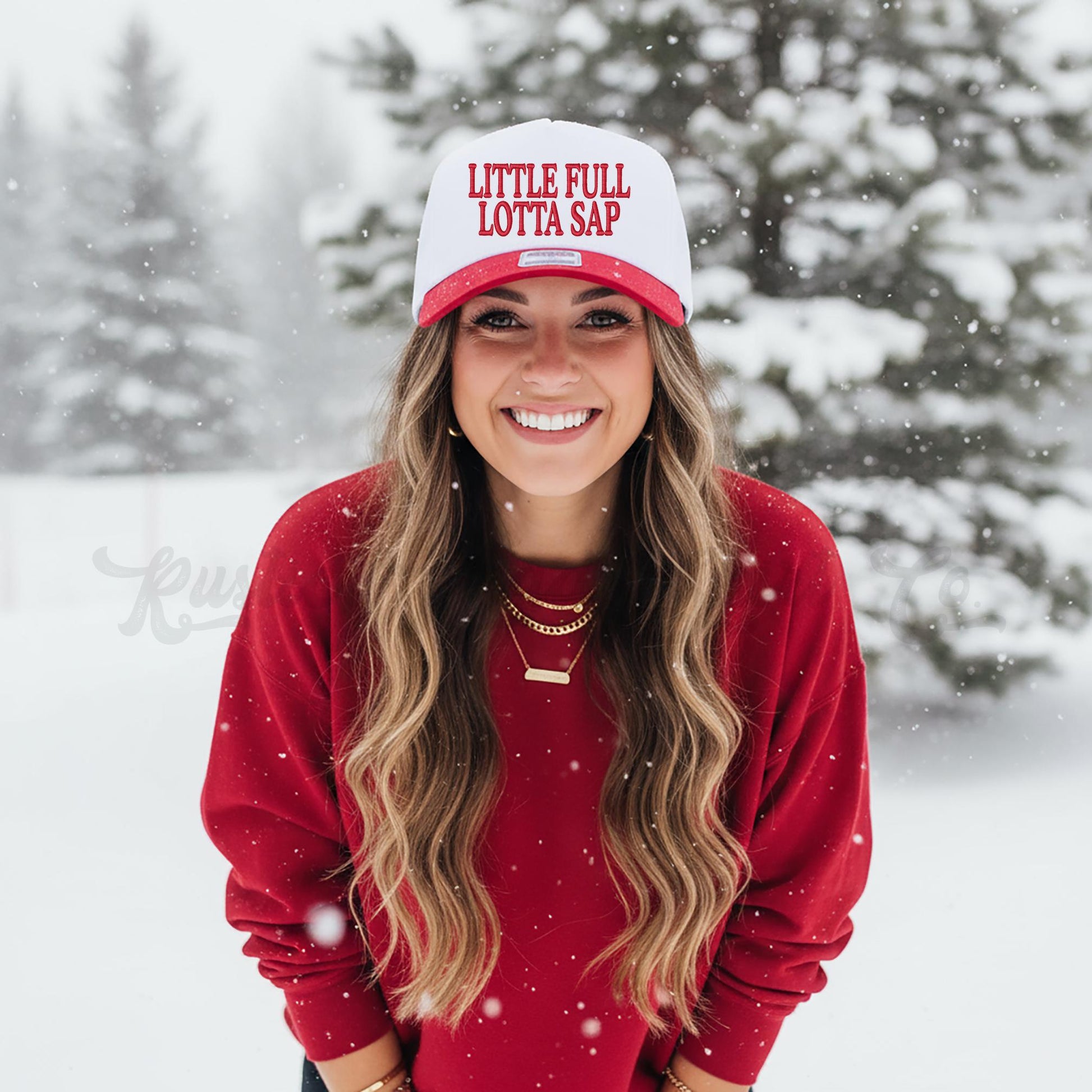 Little Full Lotta Sap Hat, Christmas Embroidered Hat, Christmas Trucker Hat, Funny Christmas Gift, Trending Trucker Hat