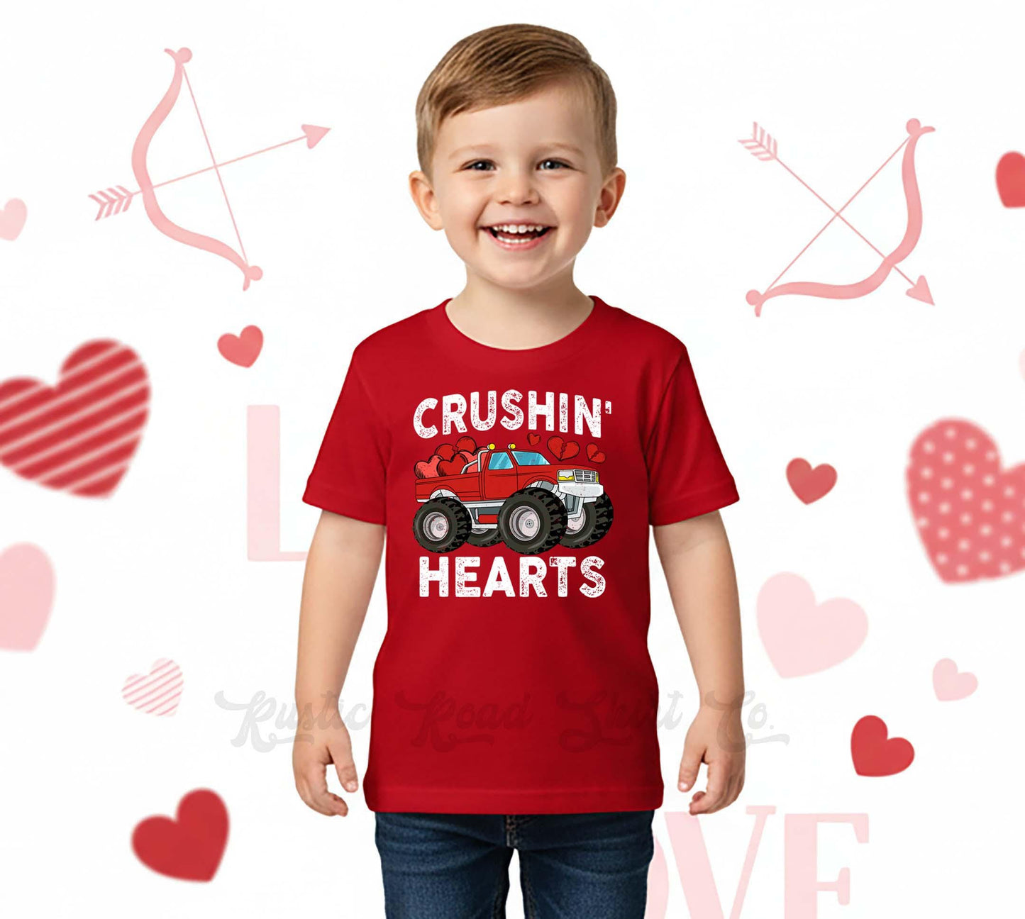 Boys Valentine's Day Shirt, Monster Truck Toddler Valentine Day Tee, First Valentine's Day Shirt