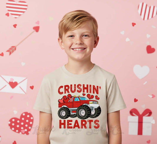 Boys Valentine's Day Shirt, Monster Truck Toddler Valentine Day Tee, First Valentine's Day Shirt