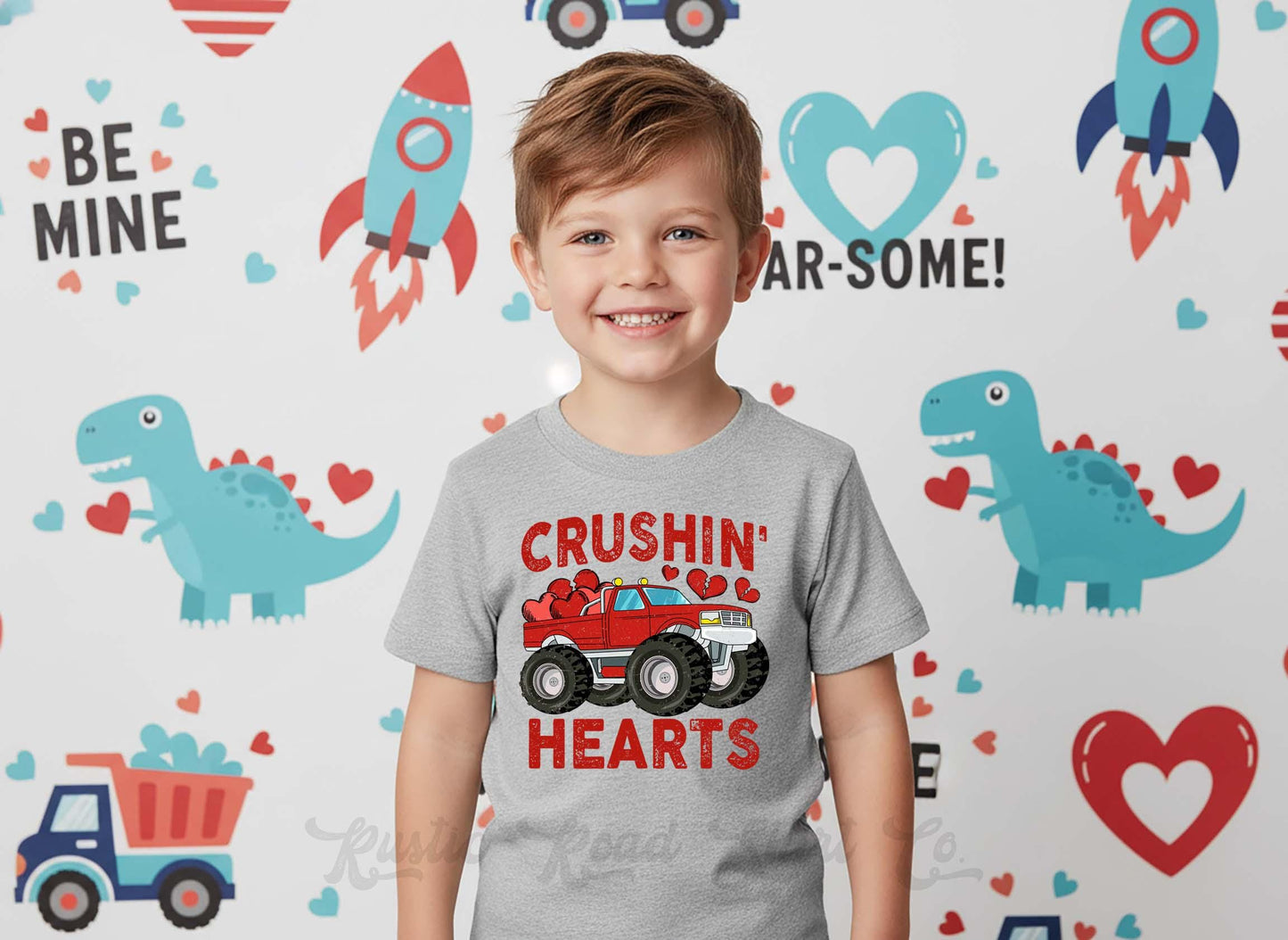 Boys Valentine's Day Shirt, Monster Truck Toddler Valentine Day Tee, First Valentine's Day Shirt