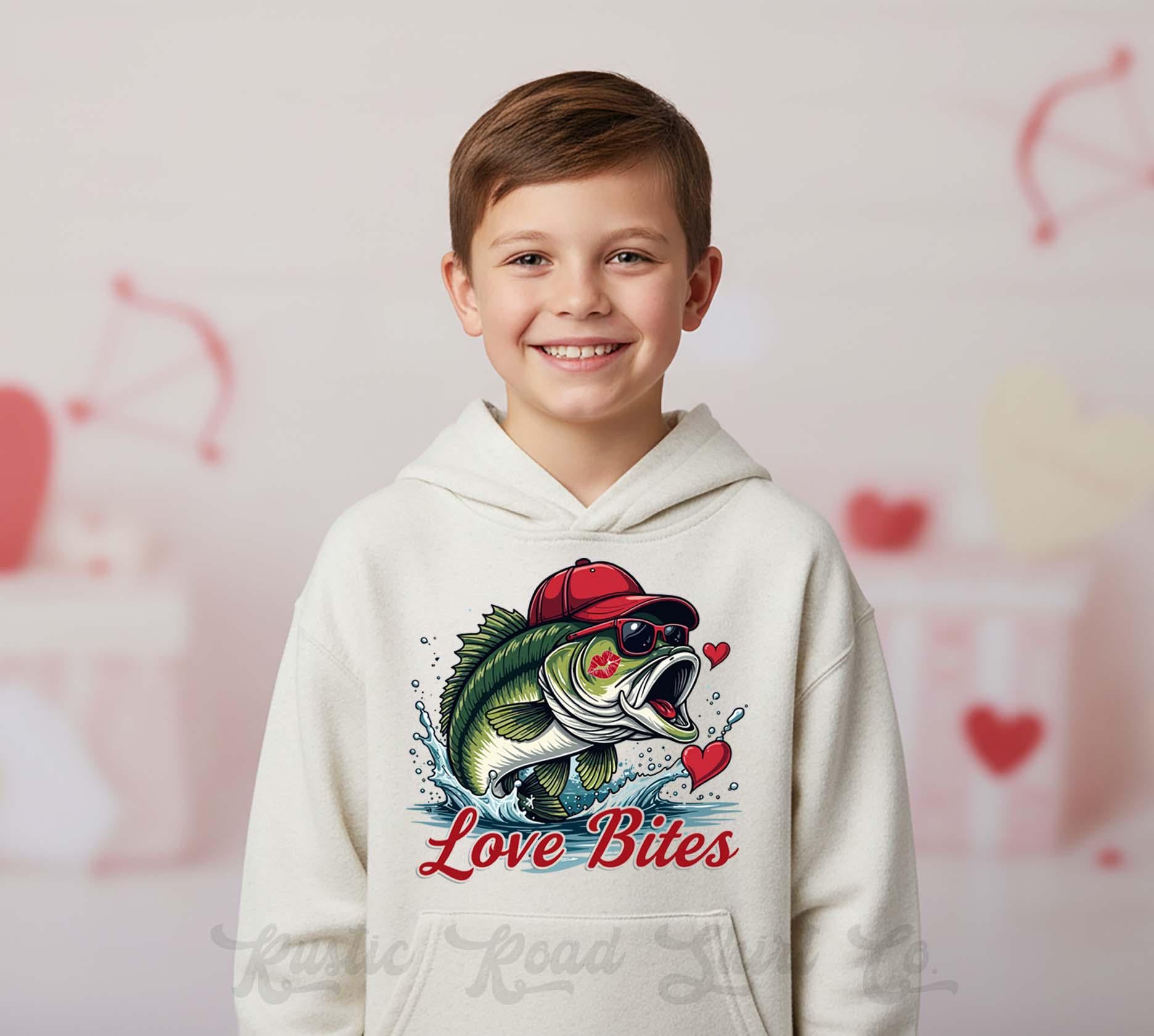 Boys Valentines Sweatshirt, Toddler Fishing Valentine Hoodie,