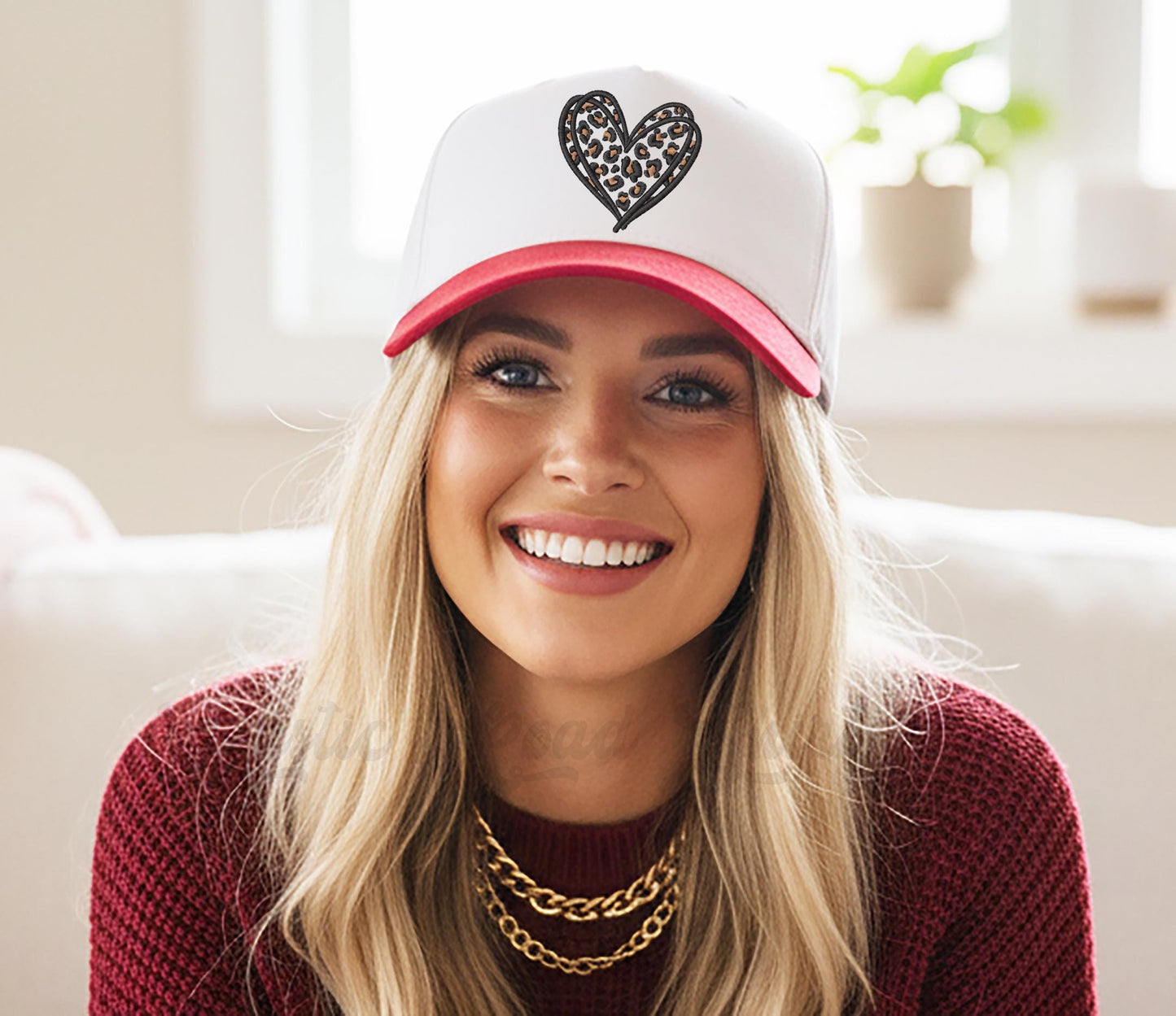 Animal Print Heart Trucker Hat, Valentines Day Hat, Embroidered Hat