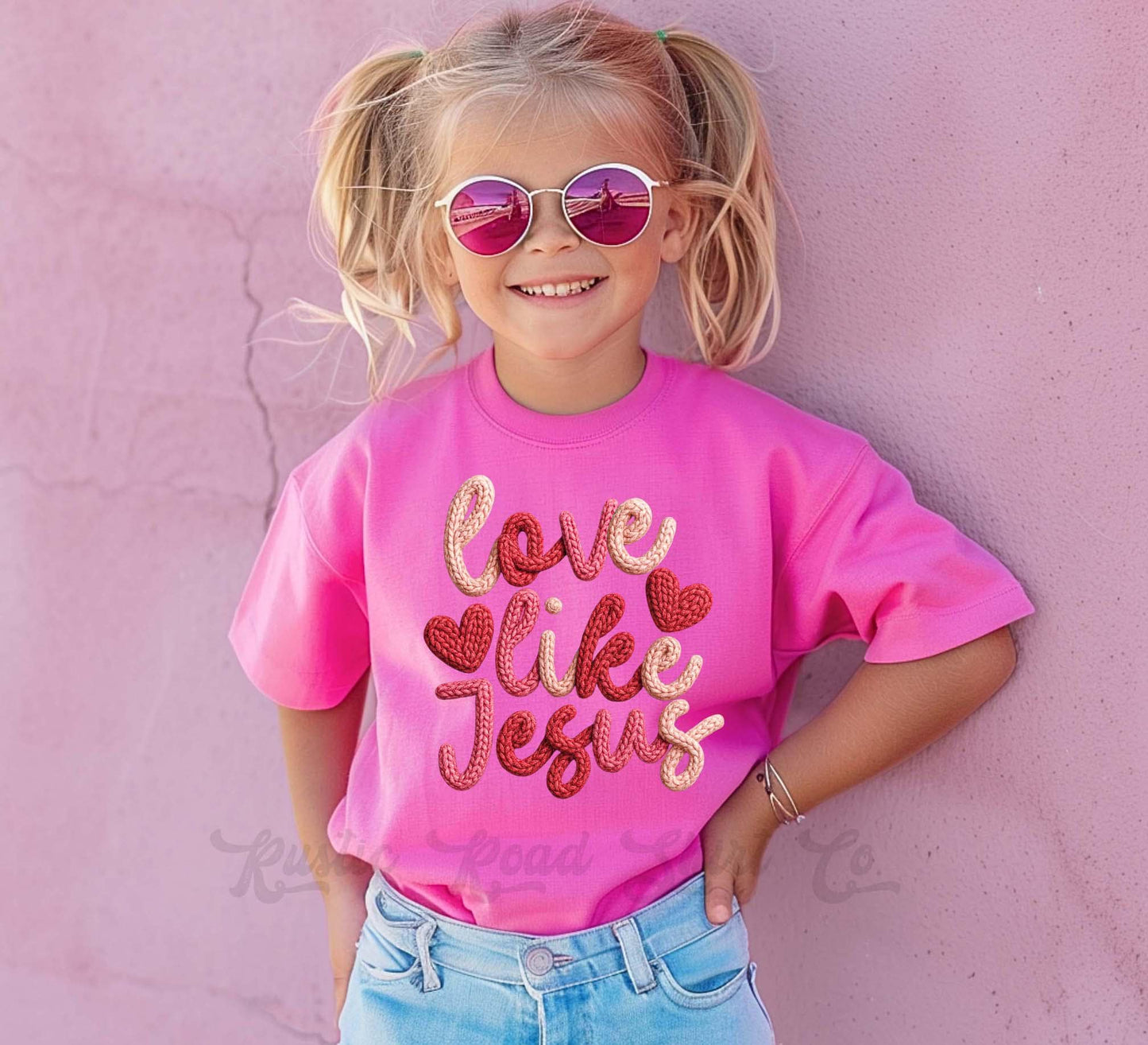 Girls Valentines Shirt, Love Like Jesus Shirt, Faux Yarn Shirt, Toddler Valentine Shirt, Kids Valentines Shirt