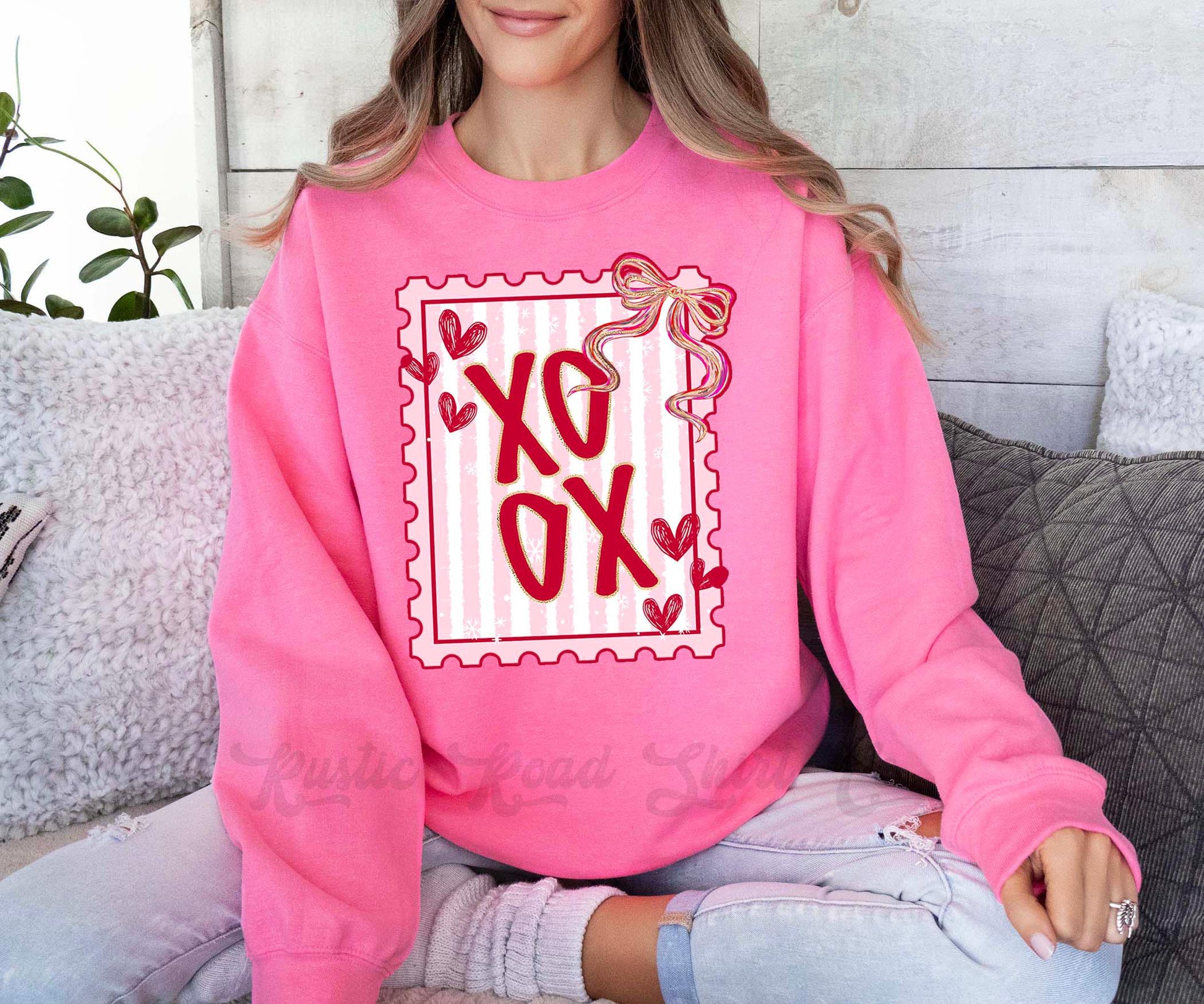 Xoxo Valentines Sweatshirt, Post Stamp Valentines Sweatshirt, Valentines Crewneck, Teacher Valentines Gift