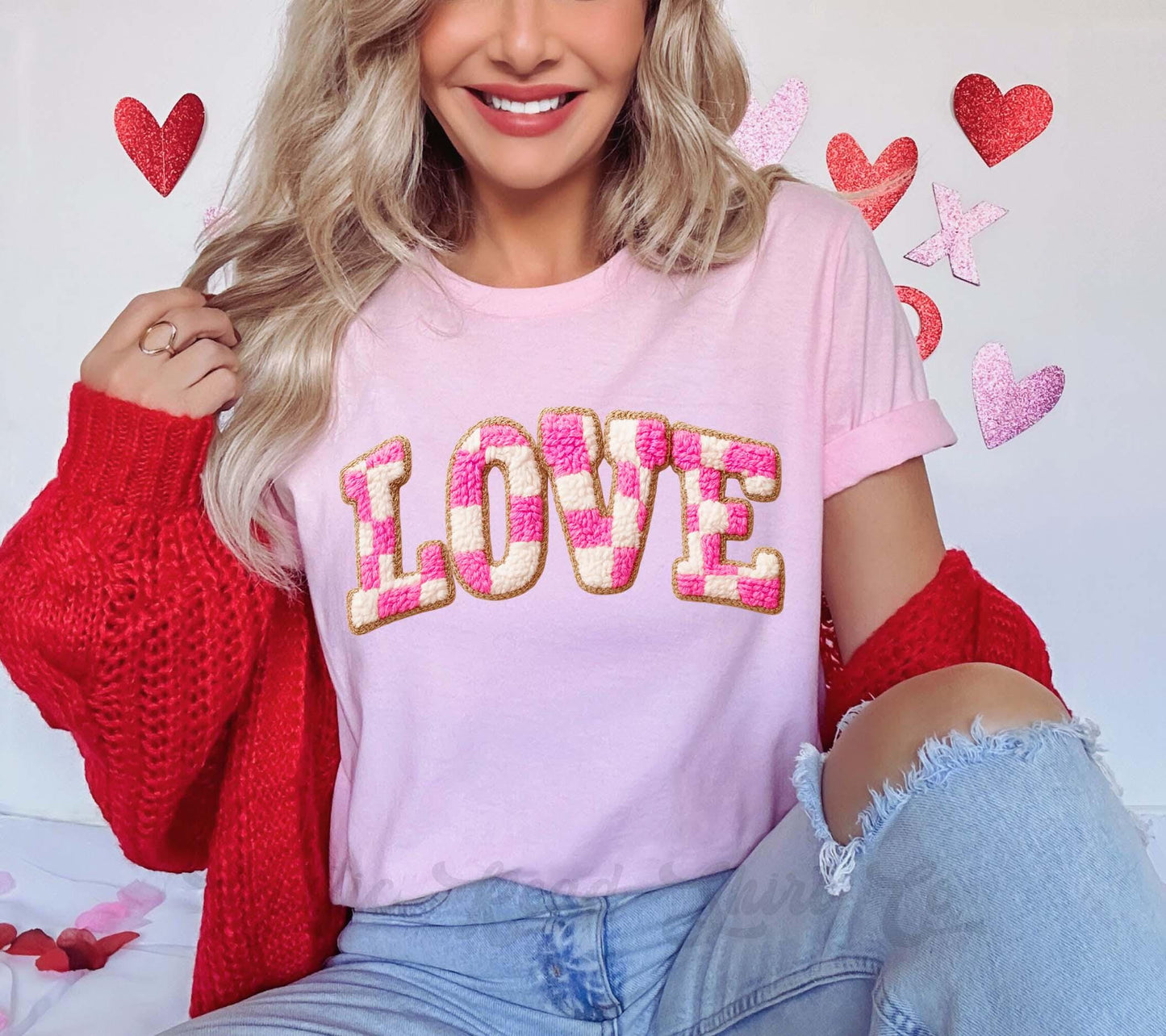 Love Valentines Shirt, Faux Knit Valentine Shirt, Teacher Valentine Shirt, Girls Valentine Shirt