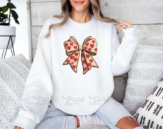 Bow Valentines Sweatshirt, Women's Valentines Sweatshirt, Valentines Crewneck, Teacher Valentines Gift