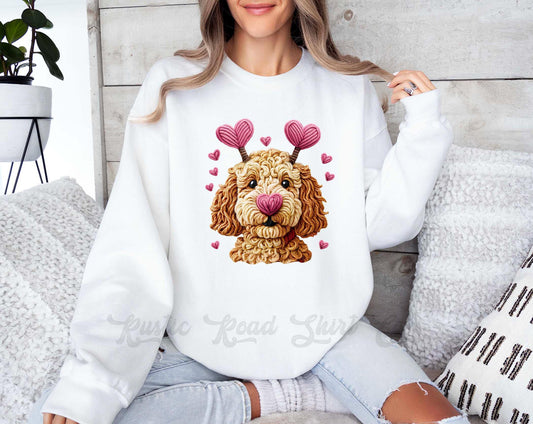 Goldendoodle Sweatshirt, Dog Valentines Sweatshirt, Valentines Crewneck, Teacher Valentines Gift