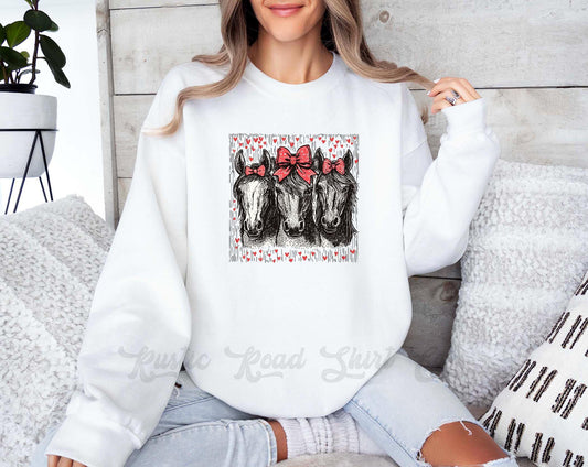 Horse Valentine Sweatshirt, Womens Valentines Sweatshirt, Valentines Crewneck, Western Valentines Gift