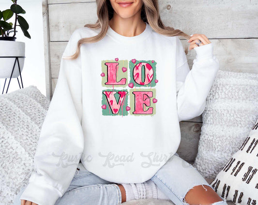 Love Valentine Sweatshirt, Womens Valentines Sweatshirt, Valentines Crewneck, Pink Valentines Gift