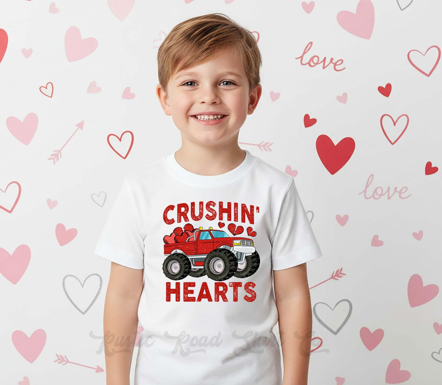 Boys Valentine's Day Shirt, Monster Truck Toddler Valentine Day Tee, First Valentine's Day Shirt