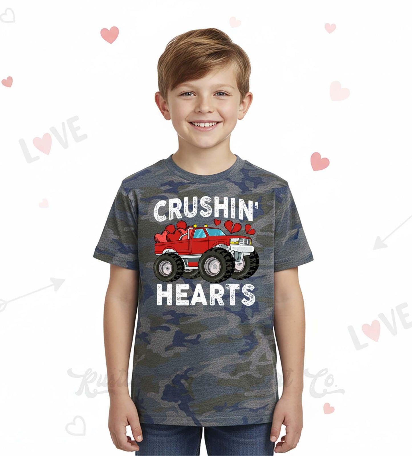 Boys Valentine's Day Shirt, Monster Truck Toddler Valentine Day Tee, First Valentine's Day Shirt