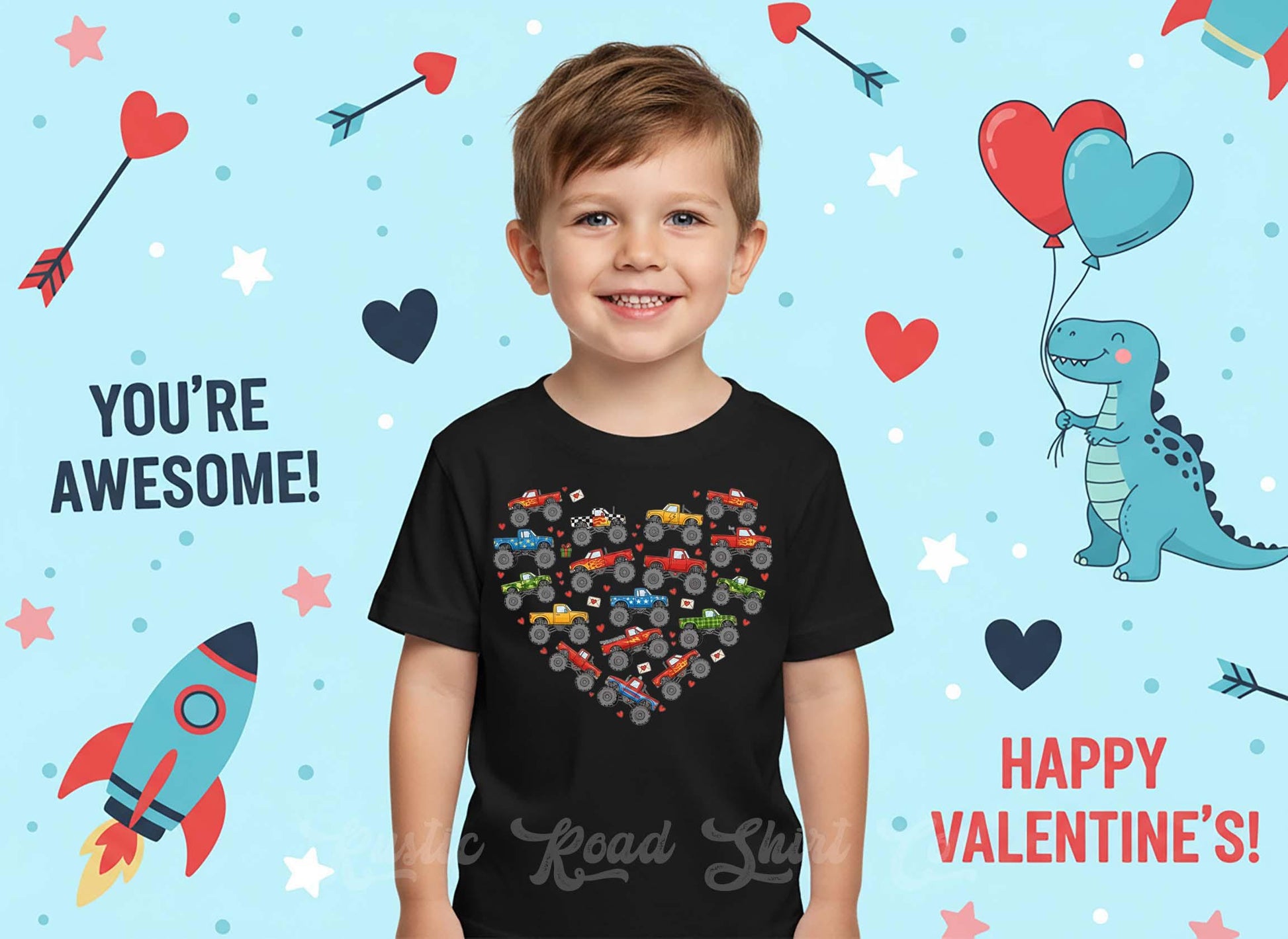 Boys Valentine's Day Shirt, Truck Toddler Valentine Day Tee, First Valentine's Day Shirt