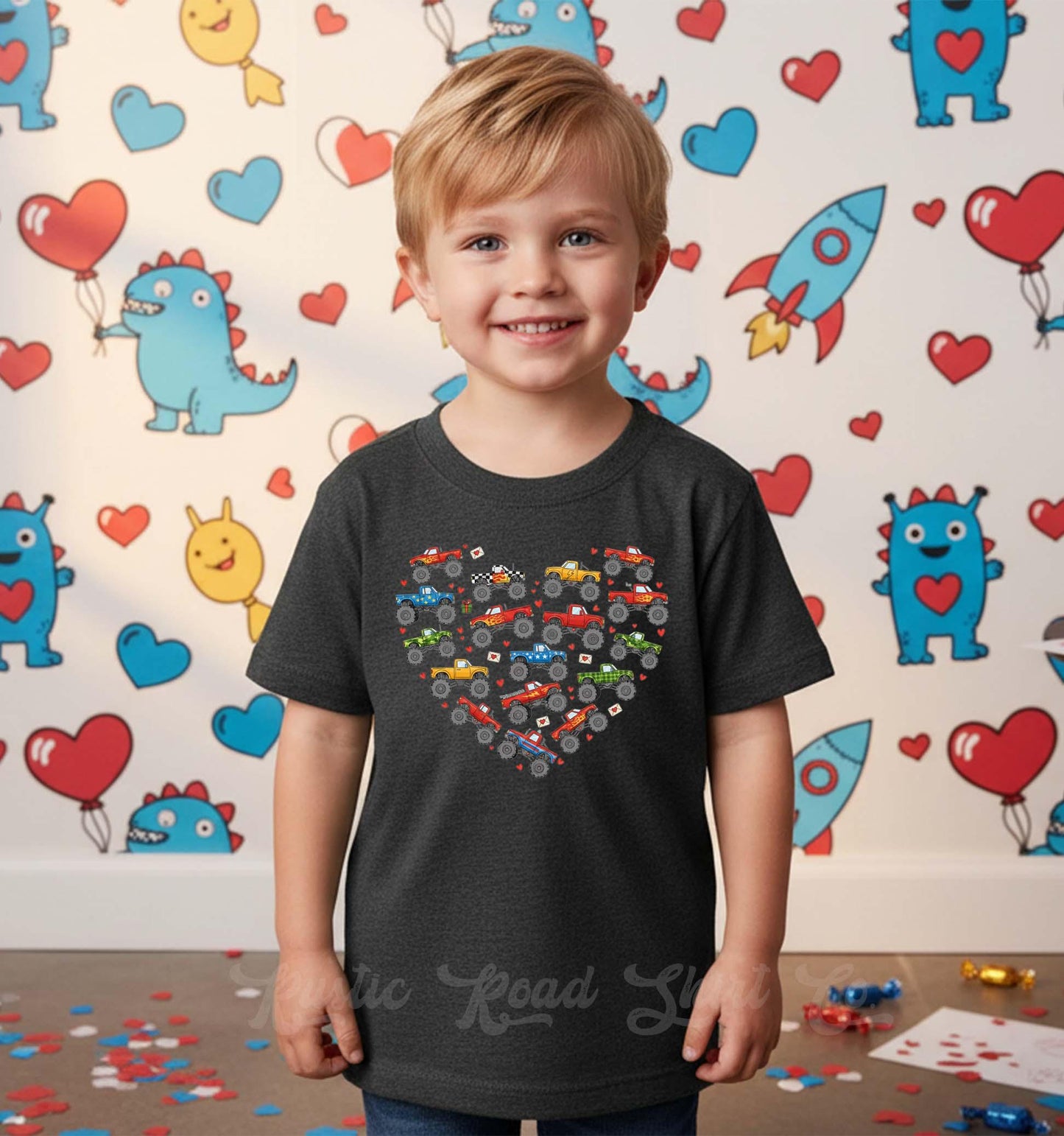 Boys Valentine's Day Shirt, Truck Toddler Valentine Day Tee, First Valentine's Day Shirt