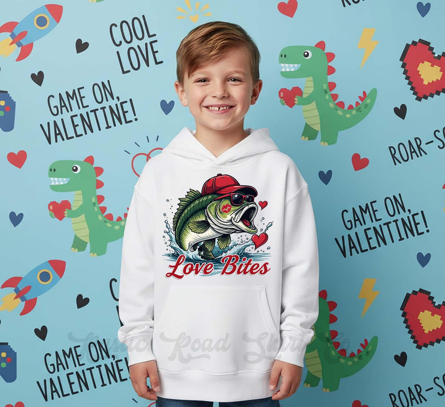 Boys Valentines Sweatshirt, Toddler Fishing Valentine Hoodie,