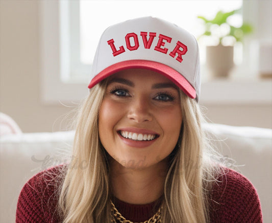 Lover Trucker Hat, Valentines Day Hat, Embroidered Hat