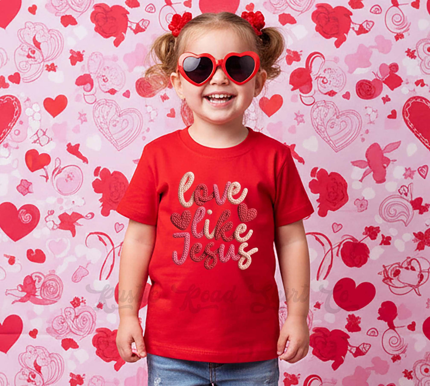 Girls Valentines Shirt, Love Like Jesus Shirt, Faux Yarn Shirt, Toddler Valentine Shirt, Kids Valentines Shirt