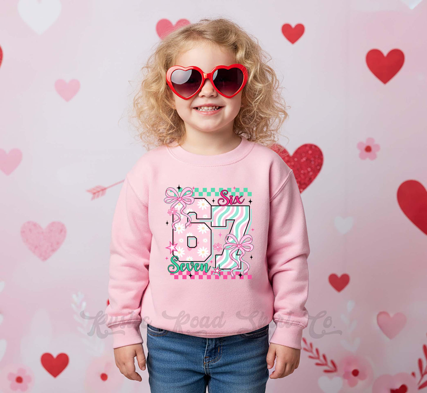 Girls Valentines Sweatshirt, Six Seven Valentine Shirt, Kids Valentines Day Shirt, Funny Valentines Day Shirt
